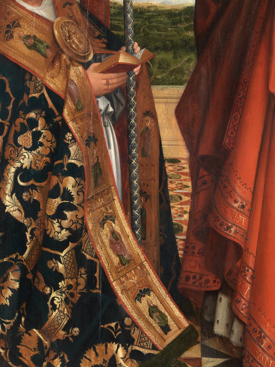 Fragment Madonny z Petrusem Wijtsem (olej na desce) autorstwa Flemish School