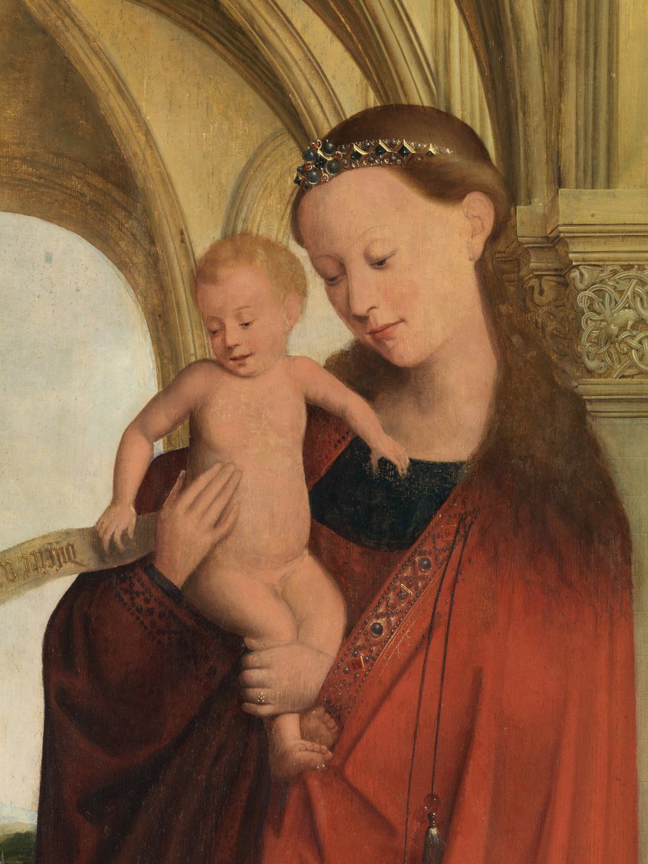Fragment Madonny z Petrusem Wijtsem (olej na desce) autorstwa Flemish School
