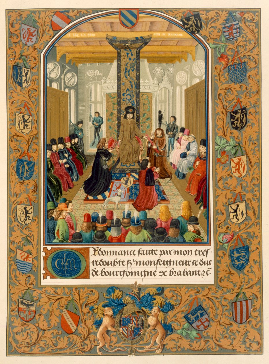 Książę Karol le Temeraire na swoim dworze z Rycerzami Orderu Złotego Runa, 1473 autorstwa Flemish School