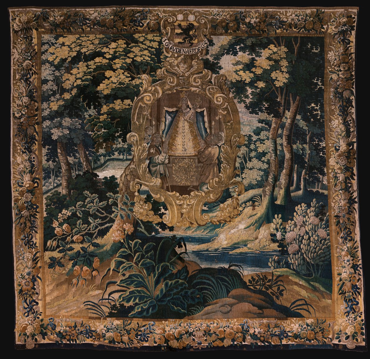 Flamandzki gobelin. Krajobraz z czarną Madonną. Atelier Oudenaarde. 1665. autorstwa Flemish School