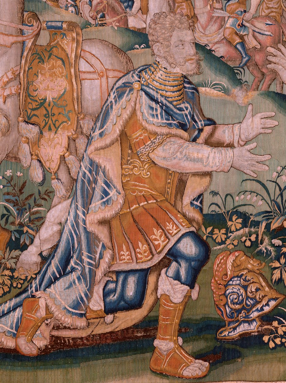 Flamandzki gobelin. Aleksander przed arcykapłanem Iaddo (Aleksander przed arcykapłanem Iaddo). Atelier Oudenaarde. 374x447cm. Inv(830-B)4 00010. XVII wiek. autorstwa Flemish School