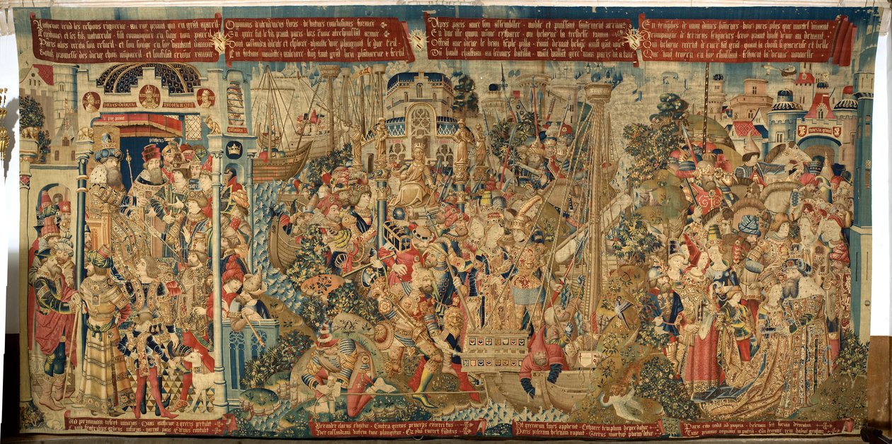 Flamandzki gobelin. Porwanie Heleny / de schaking van Helena). ok. 1475-1495 autorstwa Flemish School