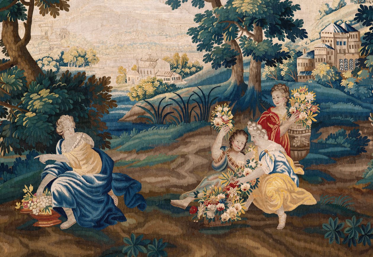 Flamandzki gobelin. Koniec XVII wieku. Własność kościoła Sint-Walburgakerk Oudenaarde (Dekenij van de Sint-Walburga). autorstwa Flemish School