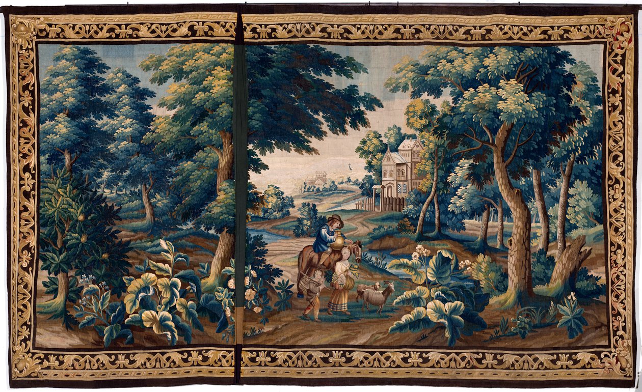 Flamandzki gobelin. Koniec XVII wieku. Własność kościoła Sint-Walburgakerk Oudenaarde (Dekenij van de Sint-Walburga). autorstwa Flemish School
