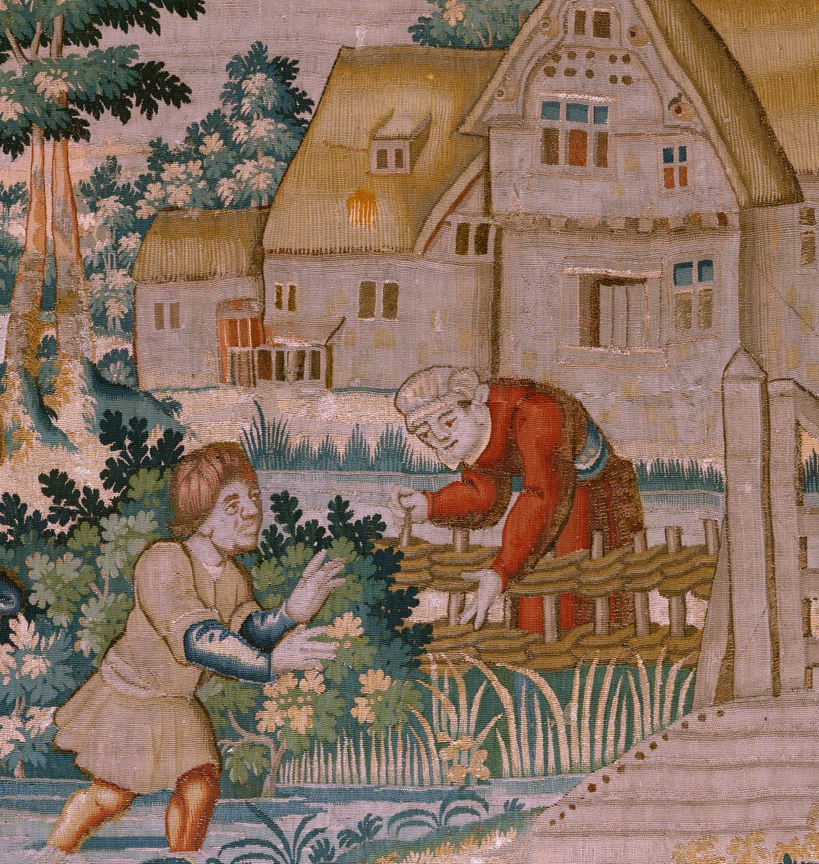 Flamandzki gobelin. Klaskanie w dłonie. Atelier Oudenaarde. XVII wiek. autorstwa Flemish School
