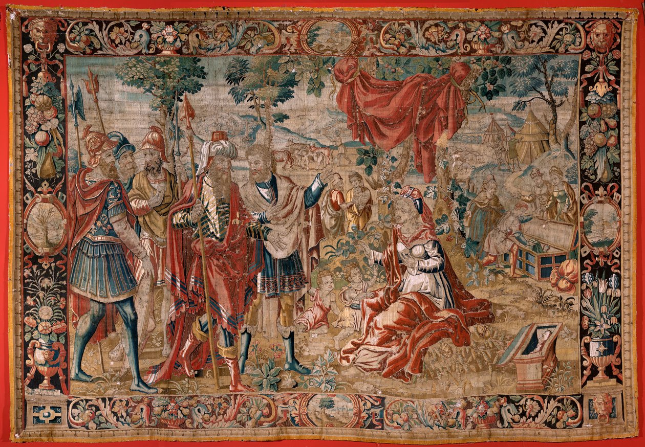 Flamandzki gobelin. Seria Ezaw i Jakub. Laban szuka skradzionych bożków. Drugi gobelin w serii. Produkcja Holandia. Druga połowa XVI wieku. Tkanina wełniana. Lokalizacja Kościół św. Mikołaja ( Bari ) autorstwa Flemish School