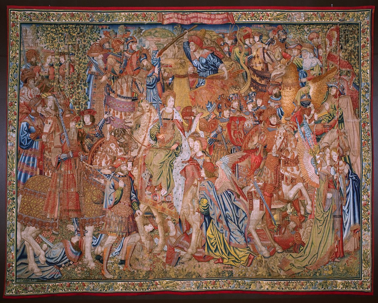 Flamandzki gobelin. Seria Moralność: Cnota zaszczytów (De deugd van de Honores, Cnota zaszczytów). ok. 1520. autorstwa Flemish School