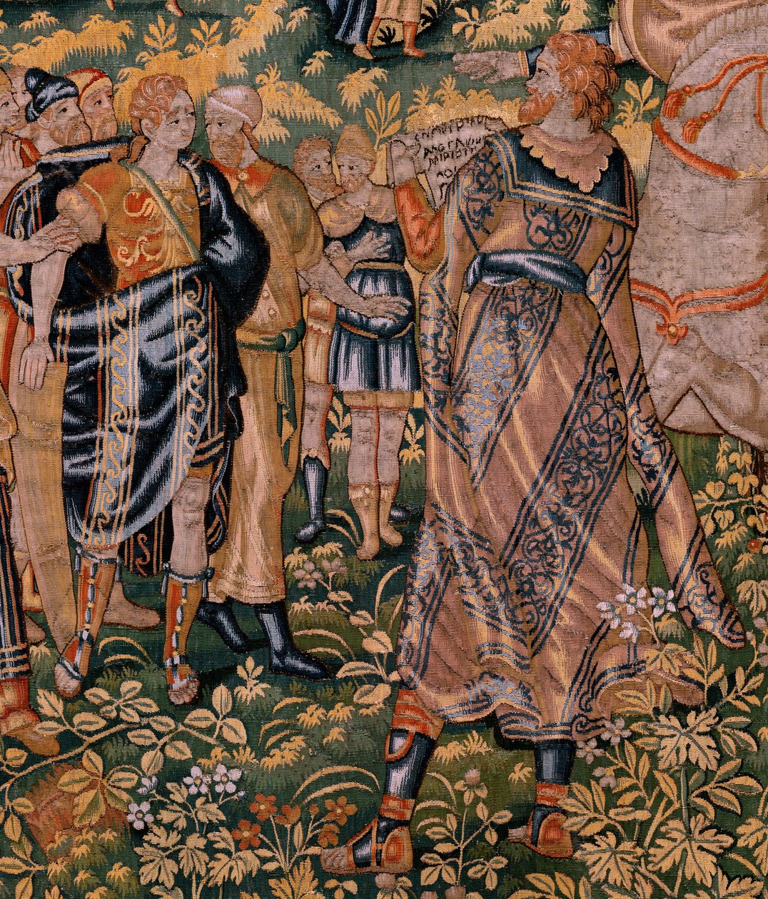 Flamandzki gobelin. Seria Historia Cyrusa. Żaden II Astyages nie rozpoznaje Cyrusa (Ciro reconocido por Astiages). Anonimowy, na podstawie Michiela Coxcie. Atelier Antwerpia. Jedwab i wełna. ok. 1590 r. autorstwa Flemish School