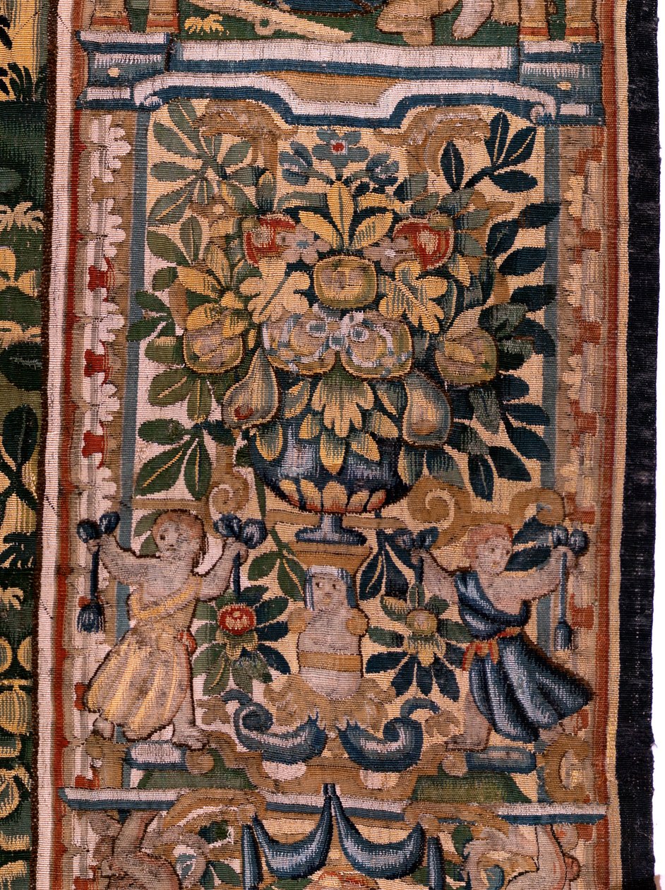Flamandzki gobelin. Seria Historia Cyrusa. No V Walka dwóch wojowników i śmierć Cyrusa (Combate de dos guerreros y muerte de Ciro). Anonimowy, na podstawie Michiela Coxcie. Atelier Antwerpia. Jedwab i wełna. ok. 1590 r. autorstwa Flemish School