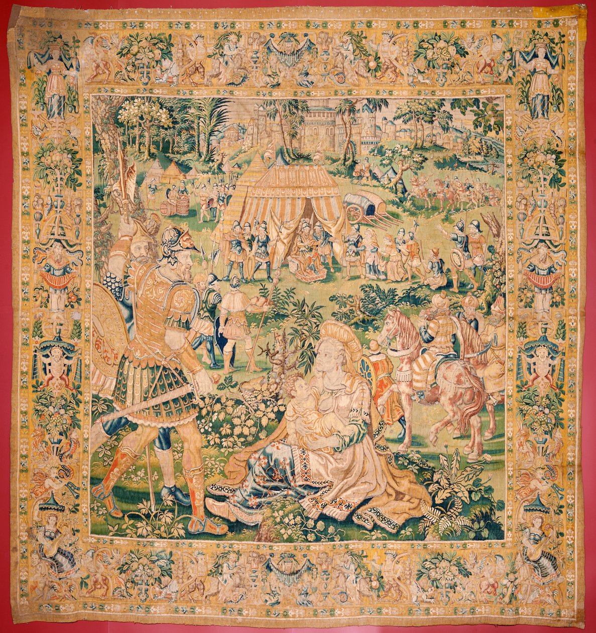Flamandzki gobelin. Seria Księga Judyty. Judyta przed Holofernesem (Judith ante Holofernes). Piąty gobelin z serii. Produkcja Holandia, Bruksela(?). Druga połowa XVI wieku. Tkanina Wełna. Lokalizacja Kościół św. Mikołaja z Bari (mus autorstwa Flemish School