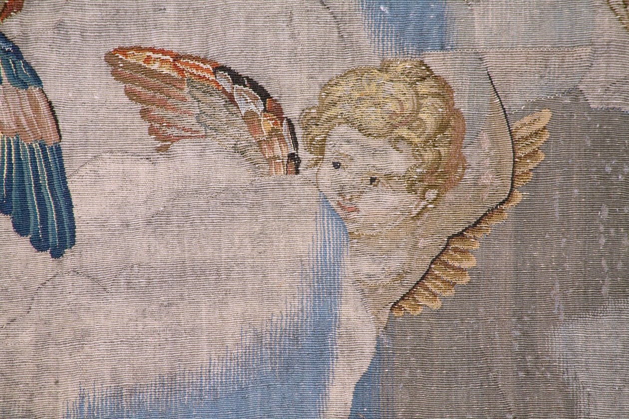 Flamandzki gobelin. Seria Historia Mojżesza. Mojżesz na górze Synaj. Atelier Joost van Herzele. Około 1550. Detal. autorstwa Flemish School