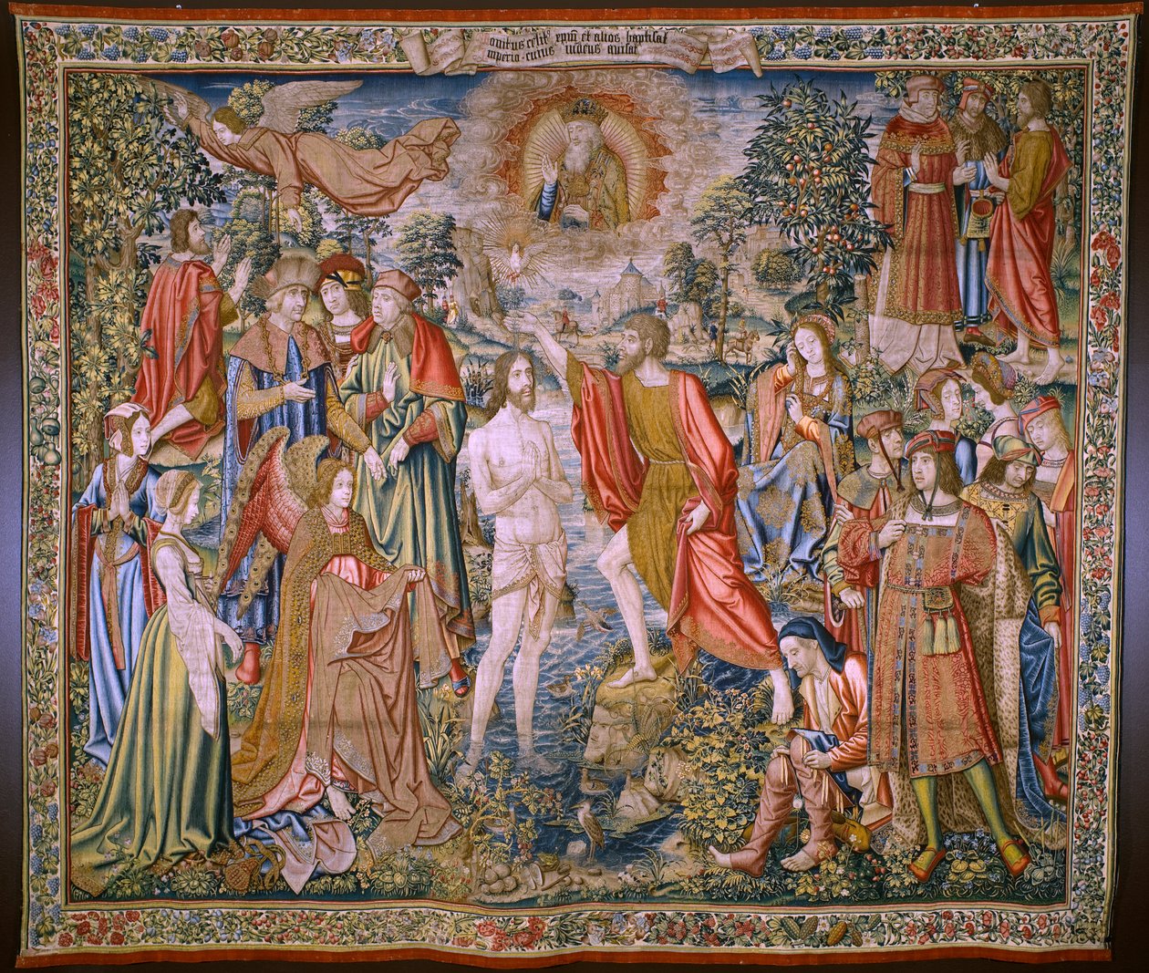 Flamandzki gobelin. Seria Historia św. Jana Chrzciciela: Chrzest Chrystusa (Het doopsel van Christus). Atelier w Brukseli. 1515-1520. autorstwa Flemish School