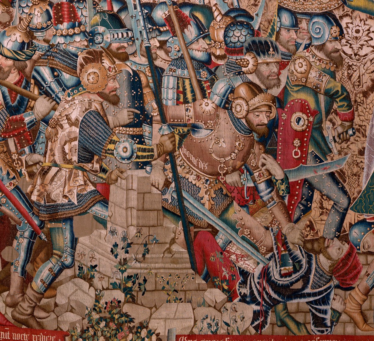 Flamandzki gobelin. Seria Wojna trojańska. Zniszczenie Troi (Destrucción de Troya). Jedenasty gobelin w serii. Mistrz modelu Coëtivy (Henry lub Conrard de Vulcop). Warsztaty produkcji Tournai. Ca 1470. Tkanina Wełna i jedwab, 6/7 osnów na cm. autorstwa Flemish School
