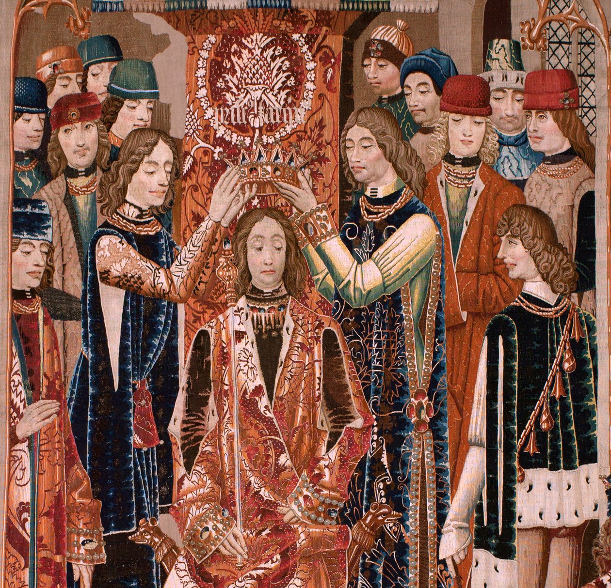 Flamandzki gobelin. Seria nieznana. Historia rzymska? Tarquinius Priscus (Tarquino Prisco). Warsztaty produkcyjne w Brukseli?. Ca 1475. Tkanina Wełna i jedwab, 6 osnów na cm. Pochodzenie Dar hrabiego Alba de Aliste, przybył do katedry w 1608 r. ; Lokalizac autorstwa Flemish School