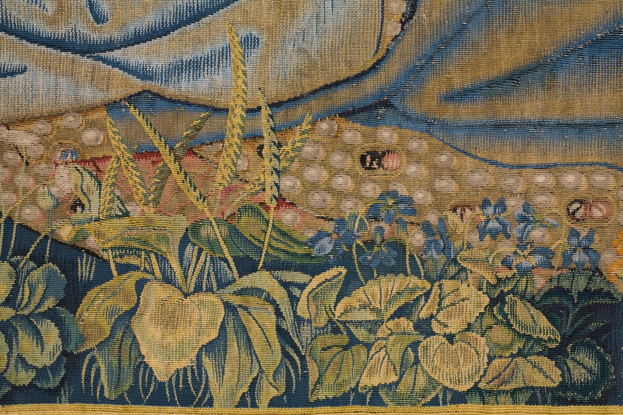 Flamandzki gobelin. Dziewica z Dzieciątkiem i aniołami (Dziewica z Dzieciątkiem i Aniołem, Maryja spotkała Kind in engelen). Około autorstwa Flemish School
