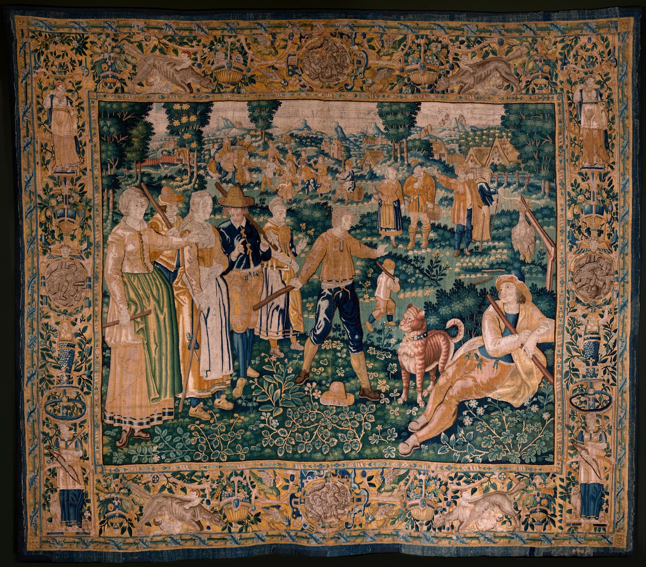 Flamandzki gobelin. Gra w gęsi. Atelier Oudenaarde. 341x395cm. Inw (83058)-7 / 0008. XVII wiek. autorstwa Flemish School