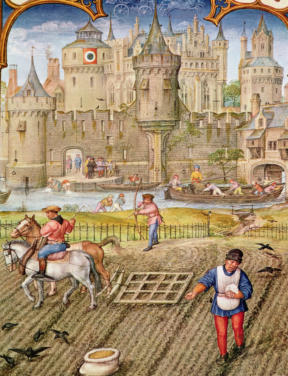 Fol.10v Miesiąc październik: Zasiew, z Breviarium Grimani, ok.1515 autorstwa Flemish School