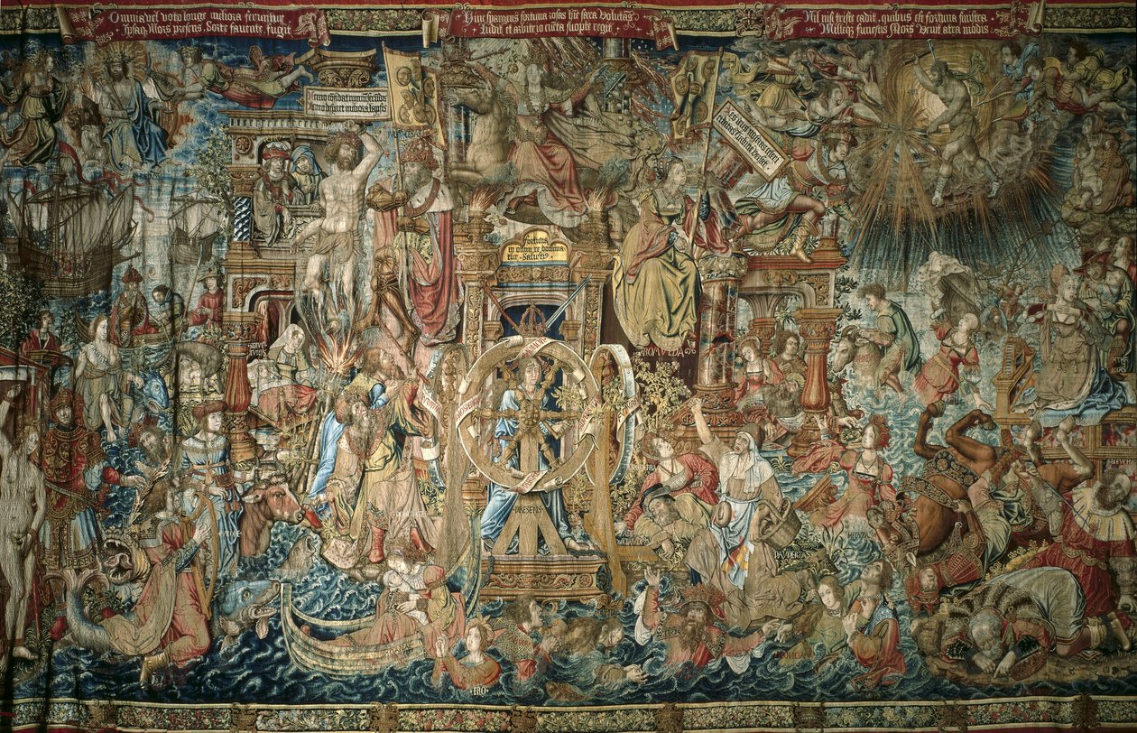 Fortune (1520-1525), gobelin z serii Honours of the Royal Palace of the Granja de San Ildefonso - AELST III, Pieter van (ok. 1495-1555). Fortuna. 16 v. Hiszpania. KASTYLIA I LEON. Real Sitio de San Ildefonso. Pałac królewski La Granja de San Ildefonso autorstwa Flemish School