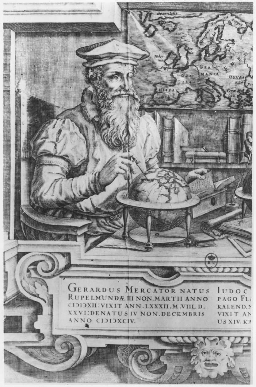 Gerard Mercator (1512-94) grawerowany do włączenia do serii atlasów Mercator i Hondius autorstwa Flemish School