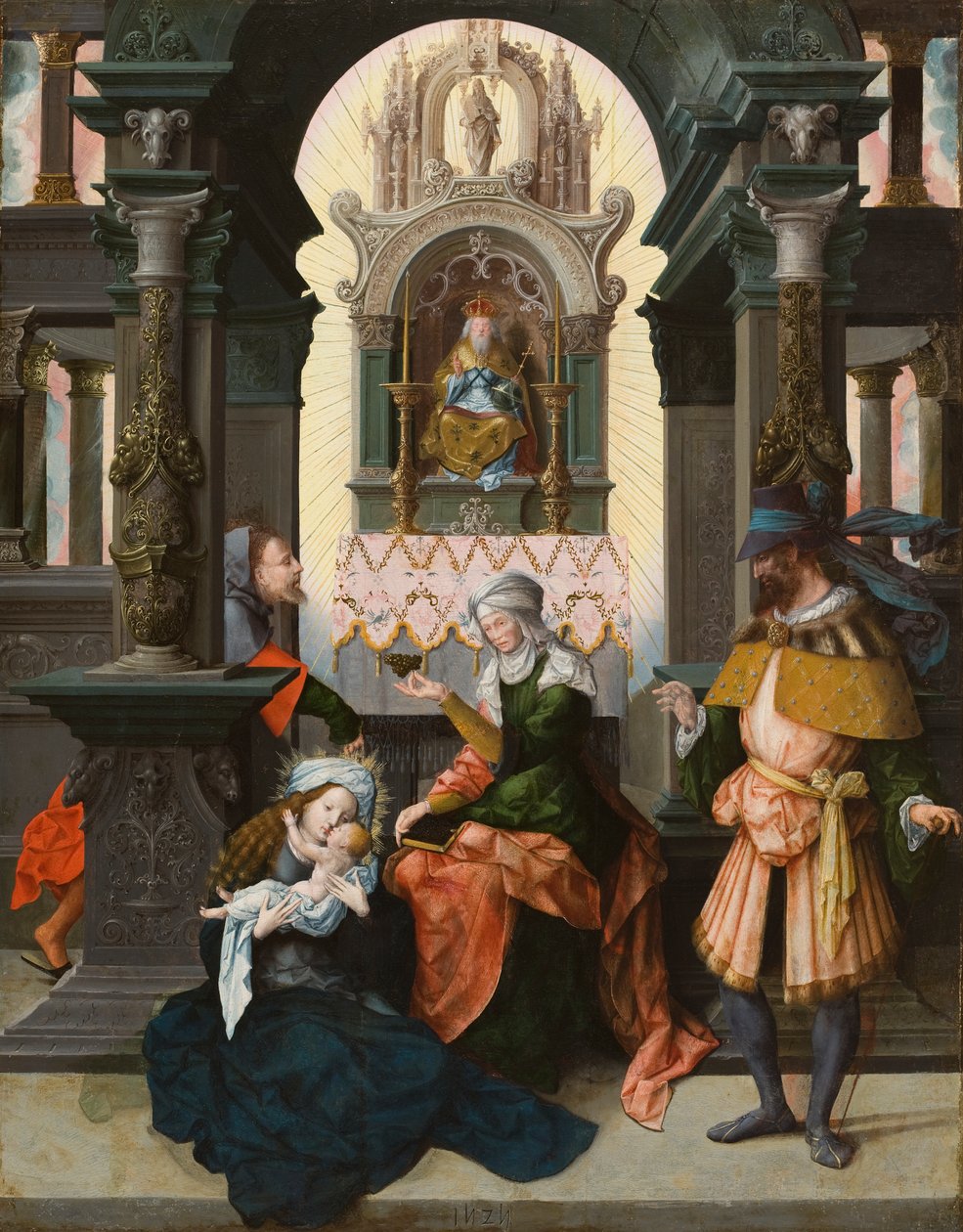 Święta Rodzina ze św. Anną i św. Joachimem, 1525 (olej na desce dębowej) autorstwa Flemish School