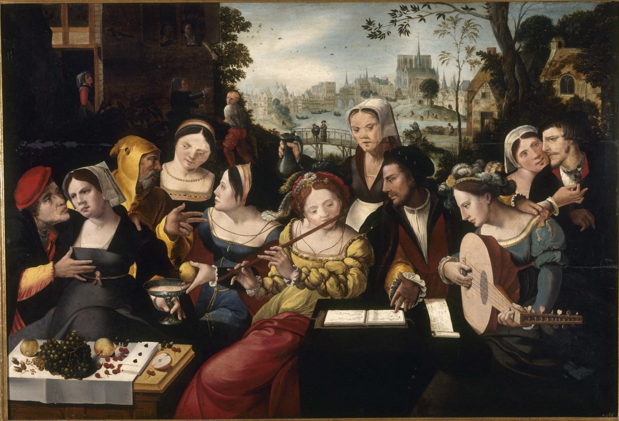 Syn marnotrawny wśród kurtyzan, ok. 1530 (olej na drewnie) autorstwa Flemish School