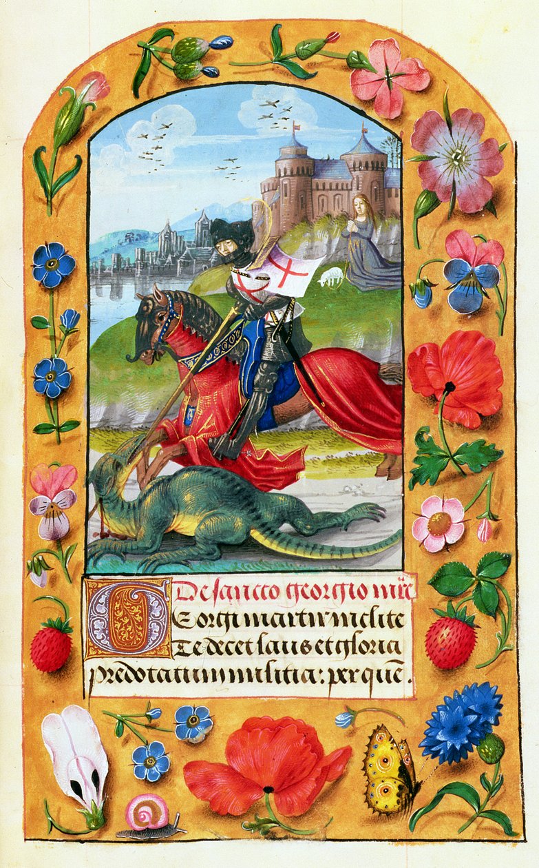 MS 1058-1975 f.173r Św. Jerzy i smok, z Księgi Godzin, prawdopodobnie Brugia, c.1500-05 autorstwa Flemish School