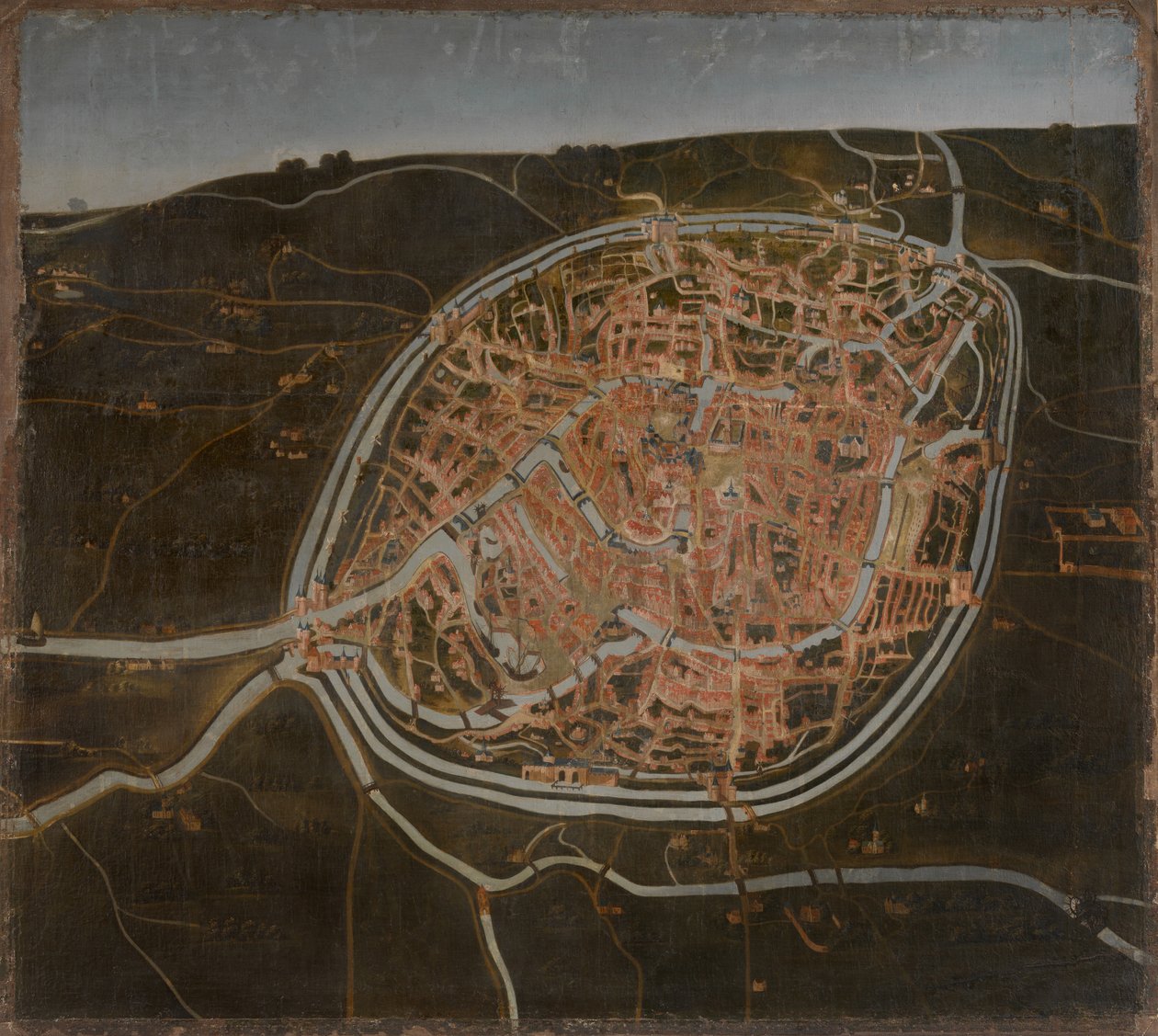 Mapa Brugii (olej na płótnie) autorstwa Flemish School