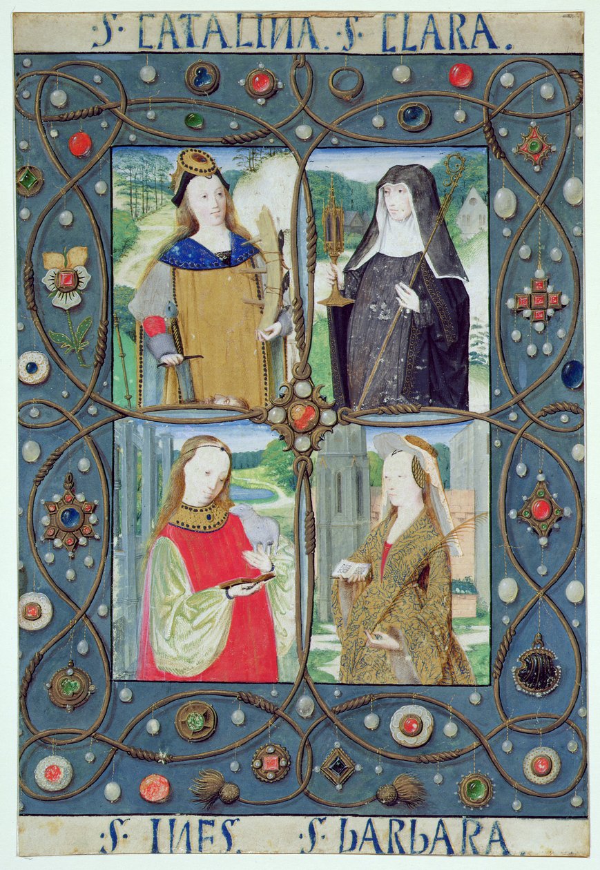 Marlay Cutting SP.5: Cztery święte kobiety z Księgi godzin wyprodukowanej w Gandawie lub Brugii, ok. 1510 autorstwa Flemish School