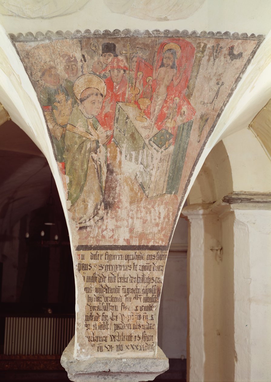 Msza św. Grzegorza, malowidło ścienne z krypty autorstwa Flemish School