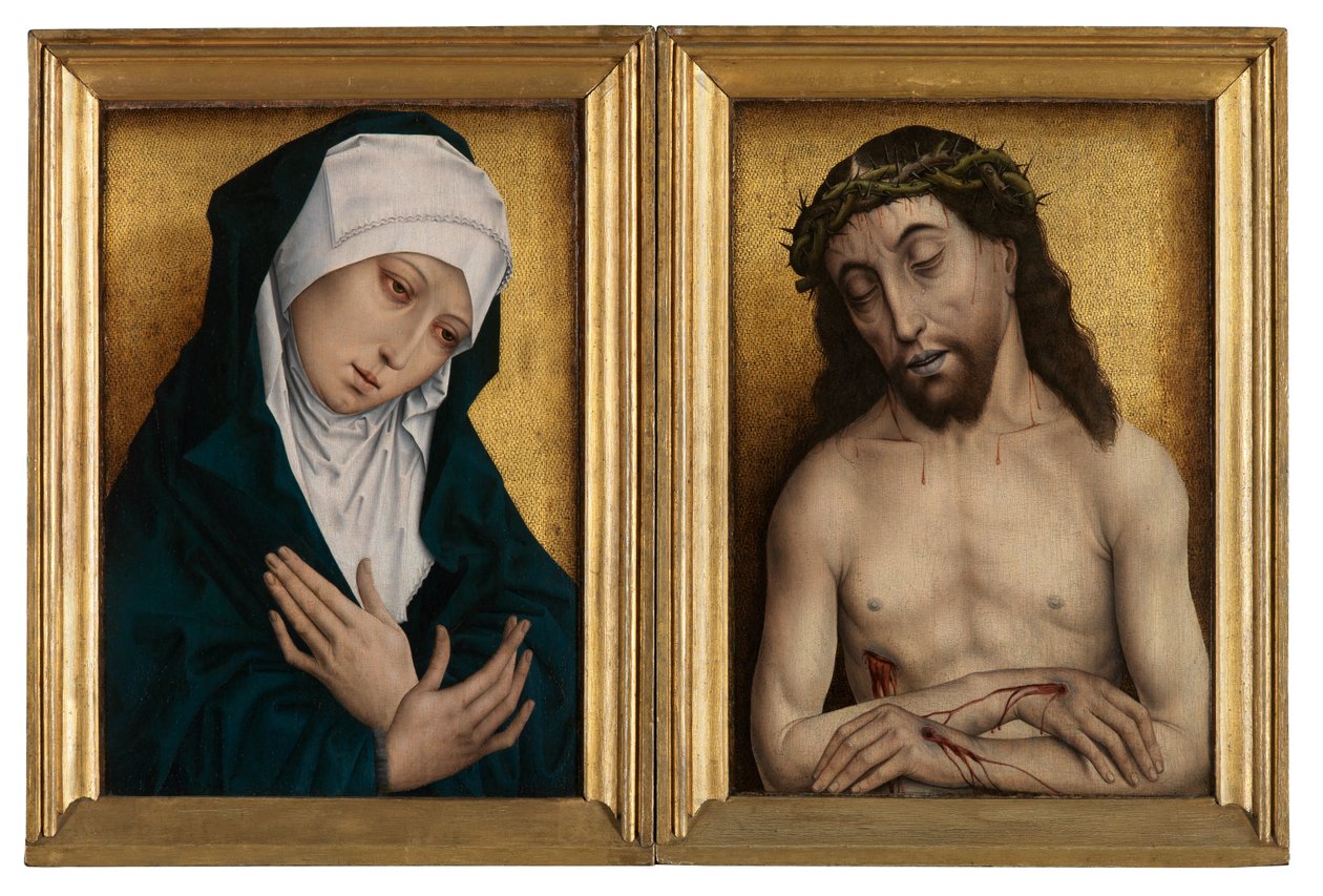 Mater Dolorosa i Man of Sorrows (olej na desce) autorstwa Flemish School