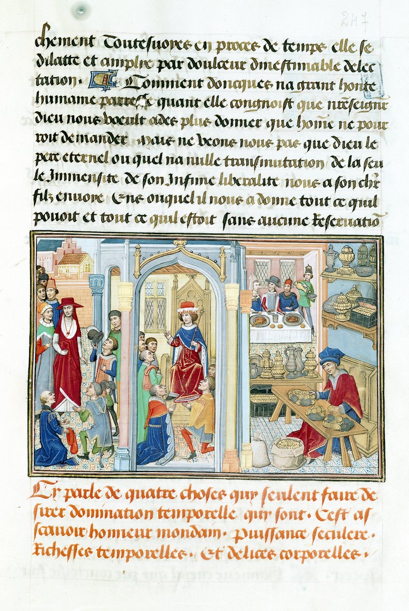 Ms 240 fol.247 Rzeczy światowe, z Le Miroir dHumilite Jeana de Gersona (1363-1429) 1462 autorstwa Flemish School