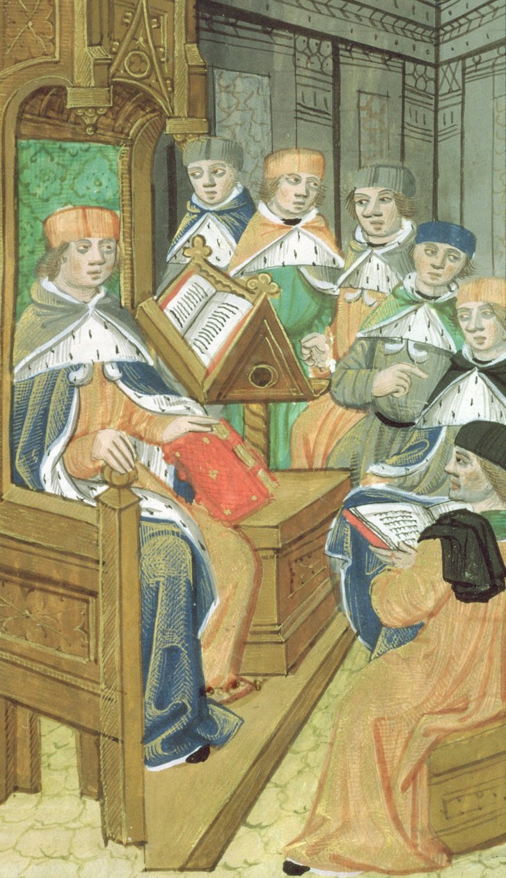 Pani Hunter 9 f.39r Wykład w auli, z De Medina Fen I.II, Avicenna (980-1037) autorstwa Flemish School