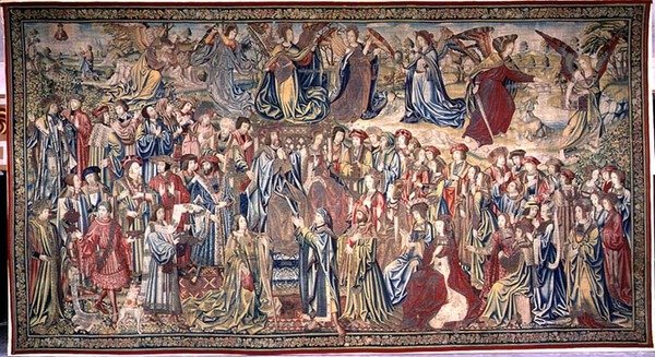 Nathan wyrzuca Dawidowi, Gobelin Dawida i Batszeby, ok. 1510-15 (gobelin) autorstwa Flemish School