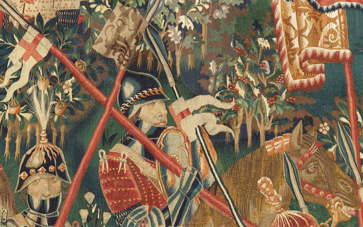 Muzeum Parafialne Gobelinów (Muzeum Parafialne Gobelinów z Pastrany). Flamandzki gobelin. Conquest of Tanger (Zdobywanie Tangeru, De inname van Tanger). Seria Podboje króla Portugalii Alfonsa I. Turniej. Wełna i jedwab autorstwa Flemish School