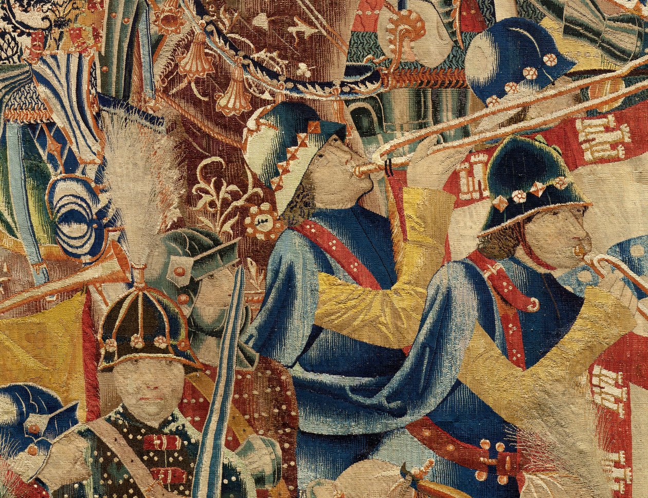 Muzeum Parafialne Gobelinów (Muzeum Parafialne Gobelinów Pastrana). Flamandzki gobelin. Take of Asila (Take of Asila, Assault on Asila, De inname van Arzila). Seria Podboje króla Portugalii Alfonsa I. Turniej. autorstwa Flemish School