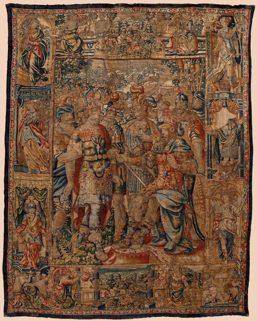 Muzeum Parafialne Gobelinów (Museo Parroquial de Tapices de Pastrana). Flamandzki gobelin. Młody Aleksander do swojego ojca Filipa (El joven Alejandro ante su padre Filipo). Bruksela. 16 wiek. 328x407cm. autorstwa Flemish School