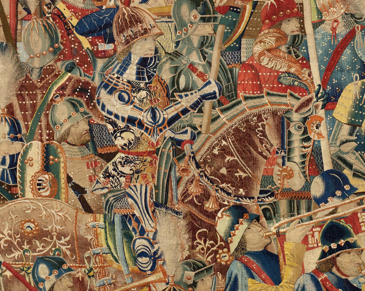 Muzeum Parafialne Gobelinów (Muzeum Parafialne Gobelinów Pastrana). Flamandzki gobelin. Take of Asila (Take of Asila, Assault on Asila, De inname van Arzila). Seria Podboje króla Portugalii Alfonsa I. Turniej. autorstwa Flemish School