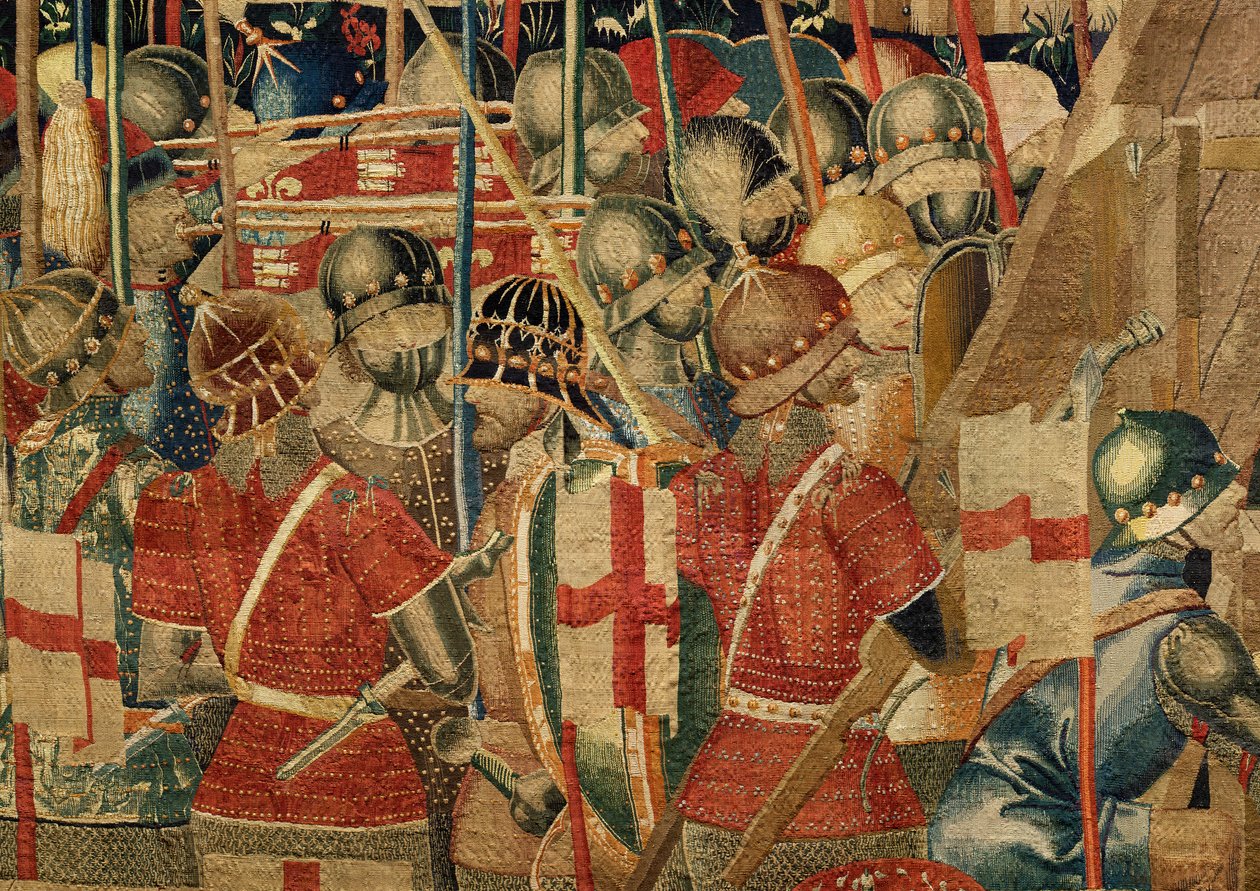 Muzeum Parafialne Gobelinów (Muzeum Parafialne Gobelinów Pastrana). Flamandzki gobelin. Okrążenie Asili (Oblężenie Asili, De omsingeling van Arzila). Seria Podboje króla Portugalii Alfonsa I. Turniej. autorstwa Flemish School
