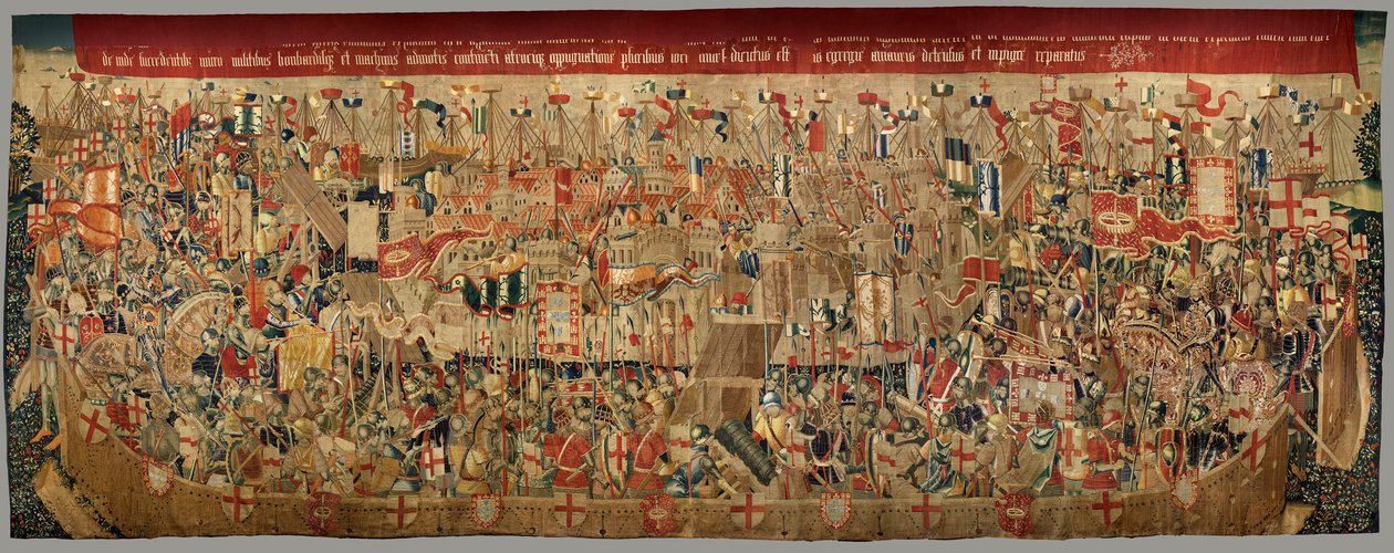 Muzeum Parafialne Gobelinów (Muzeum Parafialne Gobelinów z Pastrany). Flamandzki gobelin. Okrążenie Asili (Oblężenie Asili, De omsingeling van Arzila). Seria Podboje króla Portugalii Alfonsa I. Turniej. autorstwa Flemish School
