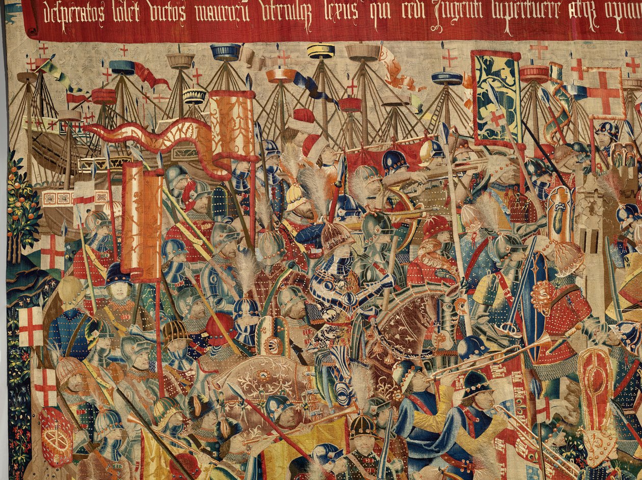 Muzeum Parafialne Gobelinów (Muzeum Parafialne Gobelinów z Pastrany). Flamandzki gobelin. Take of Asila (Take of Asila, Assault on Asila, De inname van Arzila). Seria Podboje króla Portugalii Alfonsa I. Turniej. autorstwa Flemish School