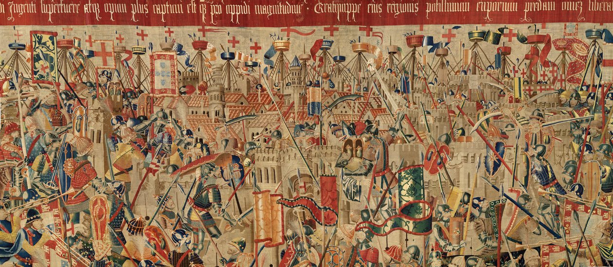 Muzeum Parafialne Gobelinów (Muzeum Parafialne Gobelinów Pastrana). Flamandzki gobelin. Take of Asila (Take of Asila, Assault on Asila, De inname van Arzila). Seria Podboje króla Portugalii Alfonsa I. Turniej. autorstwa Flemish School
