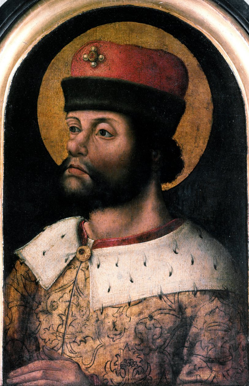 Portret Karola Wielkiego (Charles I nazwałem Karola Wielkiego 742-814) Anonimowy obraz szkoły flamandzkiej. XVI-wieczny Londyn, Towarzystwo Antykwariatów autorstwa Flemish School