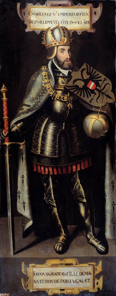 Portret Karola V (1500-1558) Króla Hiszpanii, cesarza Świętego Cesarstwa Rzymskiego. Malarstwo szkoły flamandzkiej autorstwa Flemish School