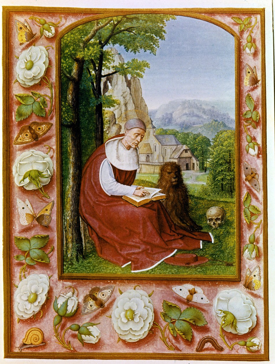 Portret św. Hieronima. Brewiarz Grimani z lat 1490-1510 z Biblioteki Marciana w Wenecji. autorstwa Flemish School