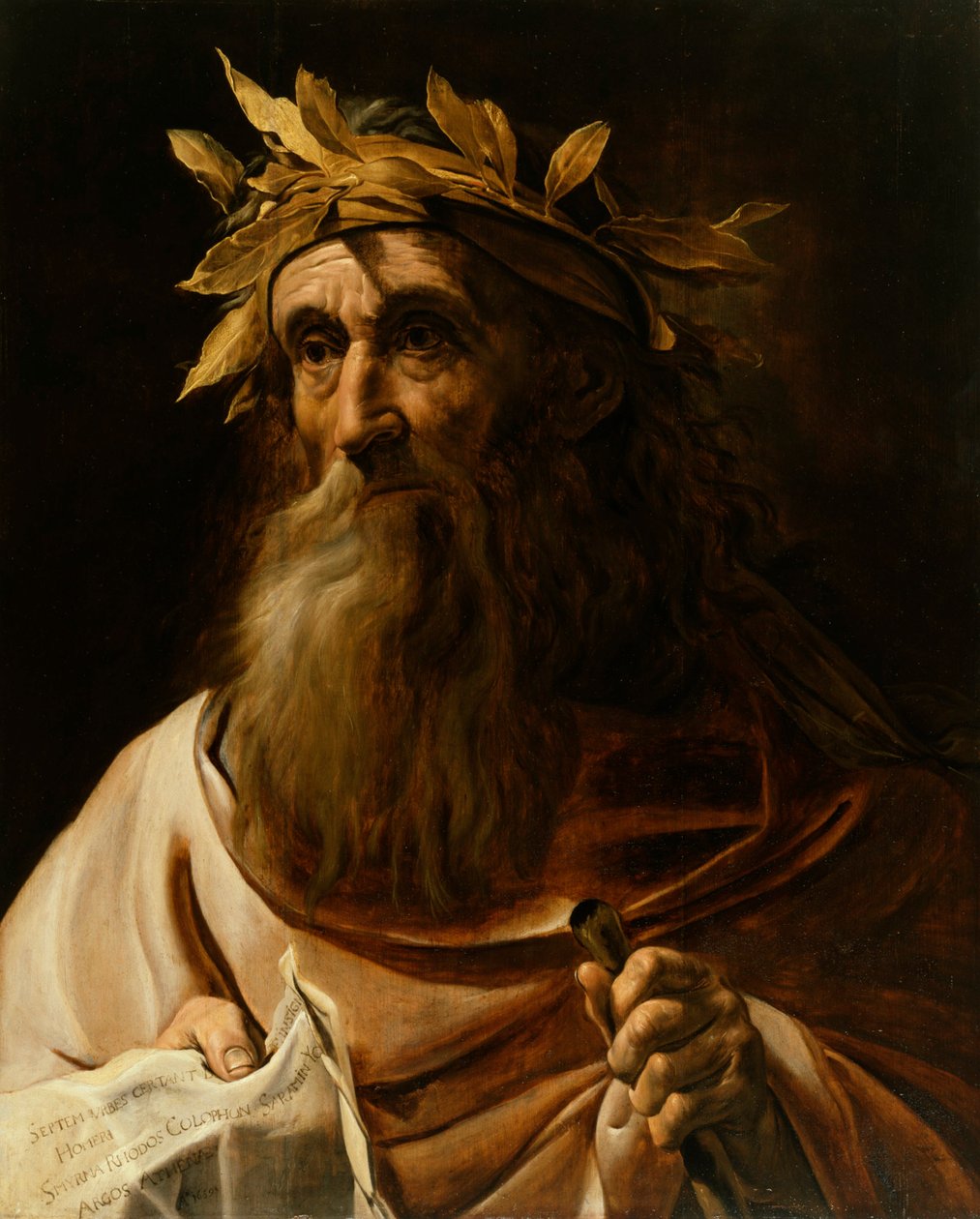 Portret poety Homera, 1639 autorstwa Flemish School