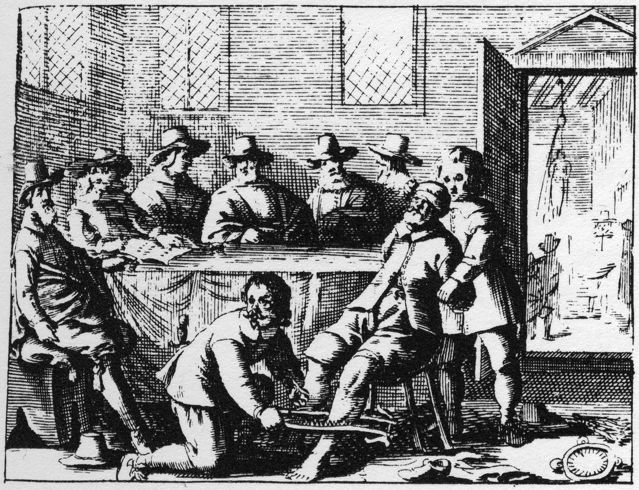 Kara wymierzona czarnoksiężnikowi - rycina z 1725 r. w „La Sorcellerie demasquee” (
