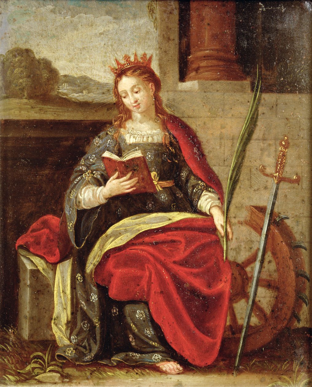 Św. Katarzyna Aleksandryjska (olej na miedzi) autorstwa Flemish School