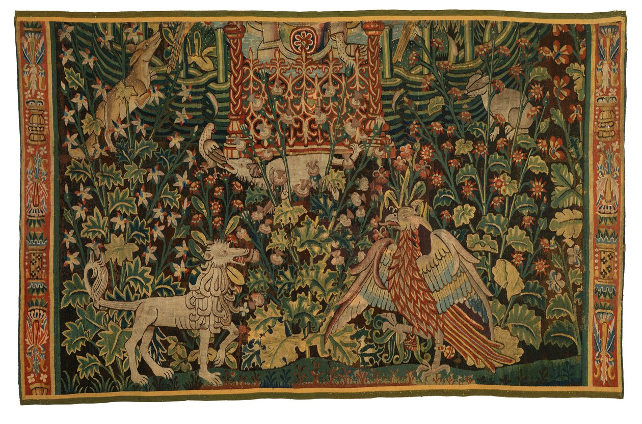 Gobelin, fragment Park au Cerfs, wykonany ok. 1500-25 r. (wełna) autorstwa Flemish School