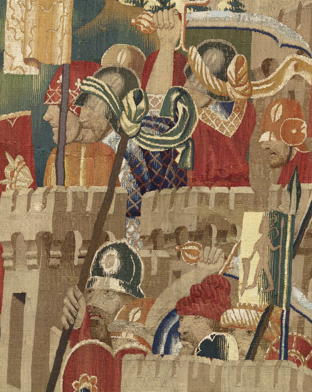 Gobelin przedstawiający podboje króla Portugalii Alfonsa V (Conquistas de Alfonso V de Portugal), Tournai. Szczegół. (Wełna i jedwab) autorstwa Flemish School