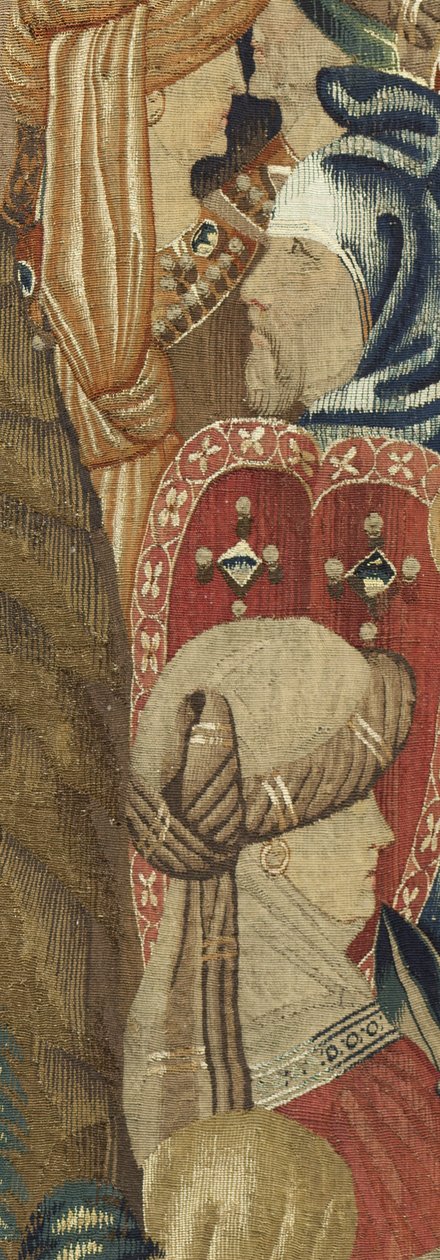 Gobelin przedstawiający podboje króla Portugalii Alfonsa V (Conquistas de Alfonso V de Portugal), Tournai. Szczegół. (Wełna i jedwab) autorstwa Flemish School